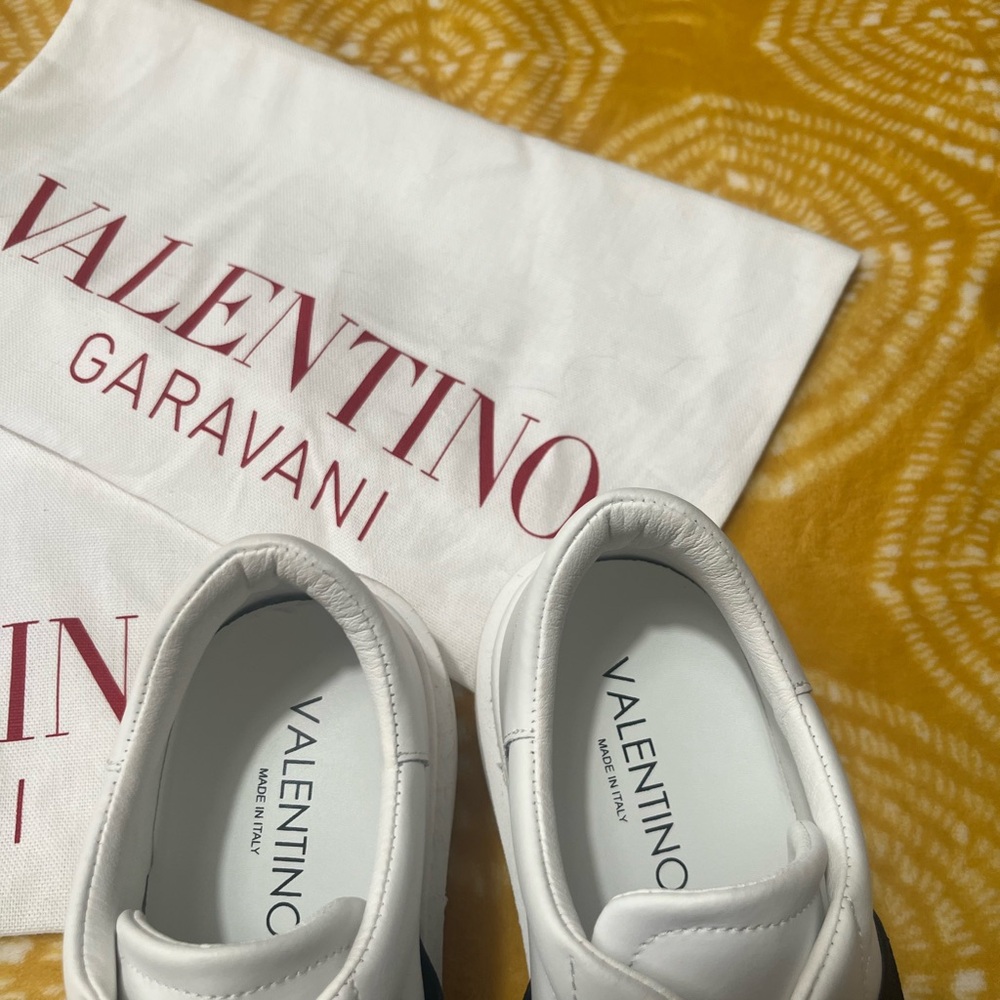 Valentino White Sneakers with Black Strap - Picture 3 of 5